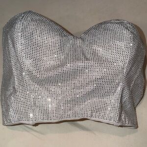 Victoria's Secret Silver Rhinestone Bustier Top